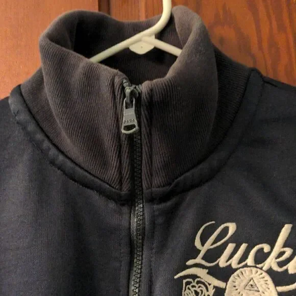 Zara Street Cat Apparel Black Lucky 13 Varsity Jacket - Picture 8 of 10